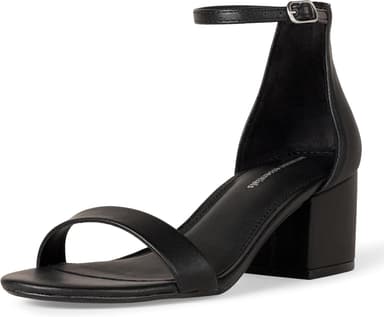 Amazon Essentials two-strap heeled sandal in black faux leather