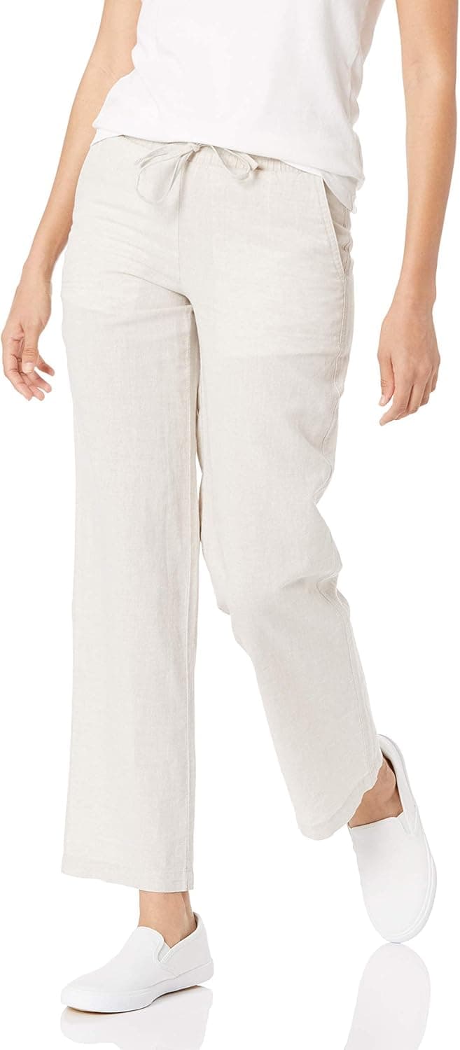 Amazon Essentials linen blend wide-leg drawstring pant in black