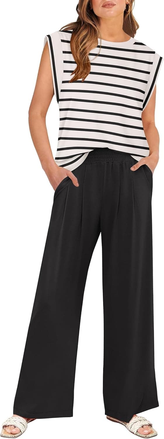 ANRABESS two-piece summer outfit with a tank top and wide-leg pants