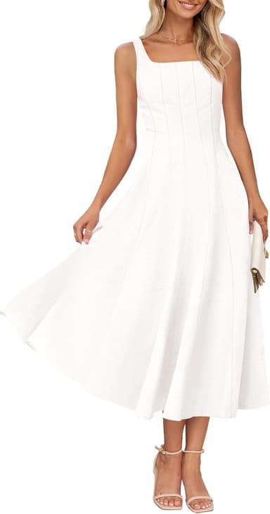 MEROKEETY sleeveless smocked midi dress
