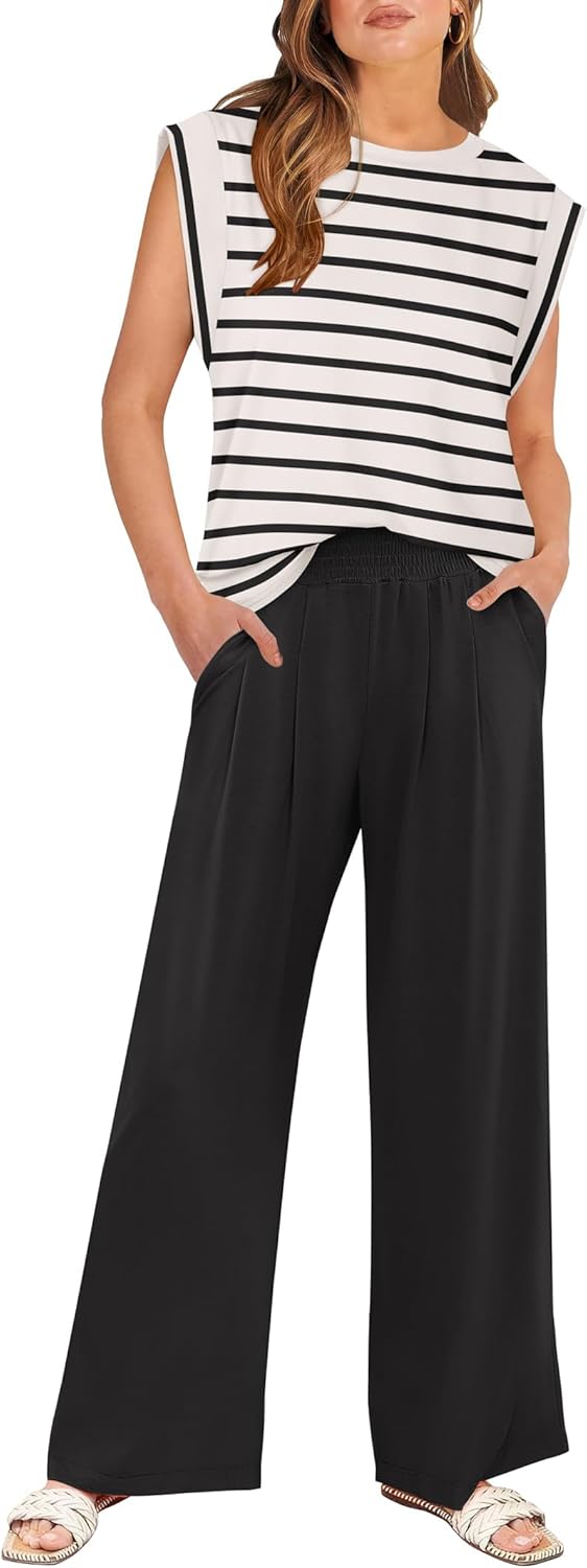 ANRABESS two-piece summer outfit with a tank top and wide-leg pants